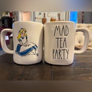 Rae Dunn Mad Tea Party & Alice in Wonderland Mugs - Green and Blue